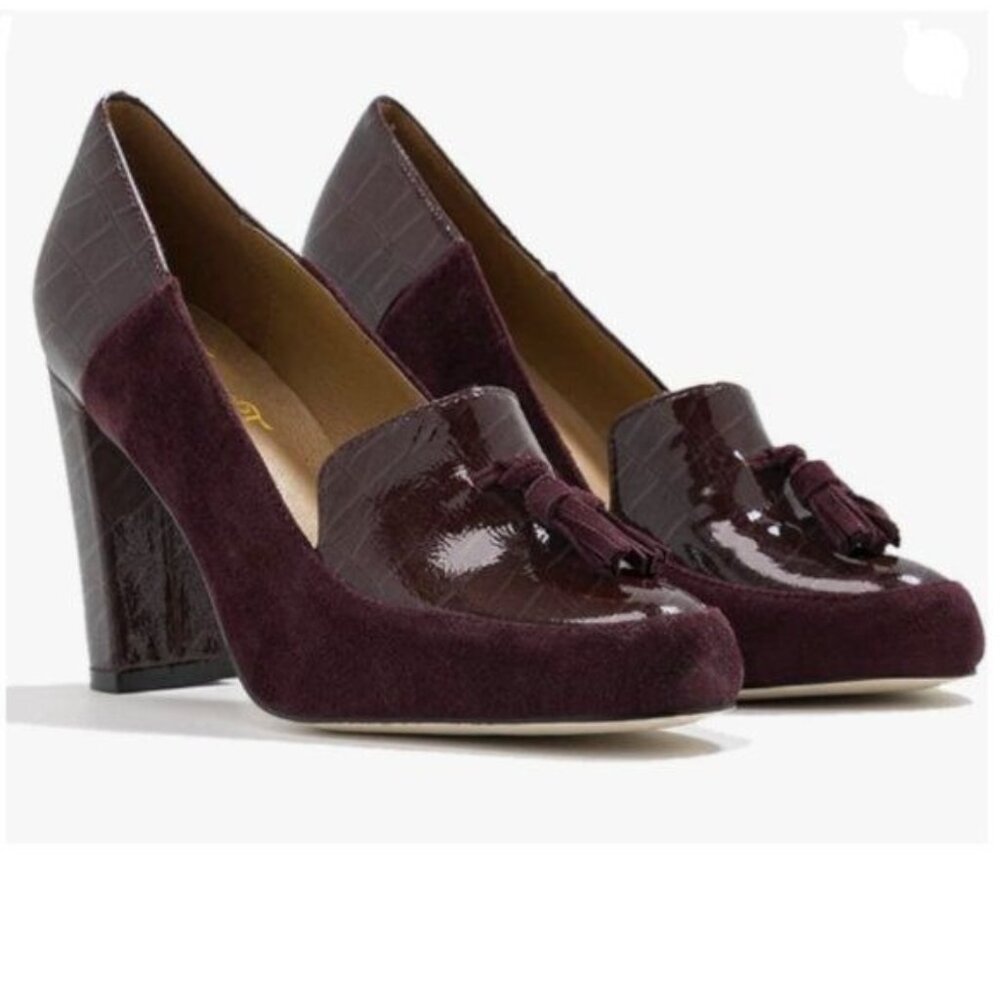 FOWT Leopard Pattern Tassel Pumps for Women Patent Leather Loafers Red Shoes